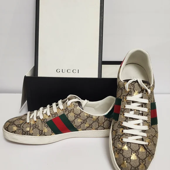 Gucci | Shoes | Gucci Monogram Sneakers With Red And Green 